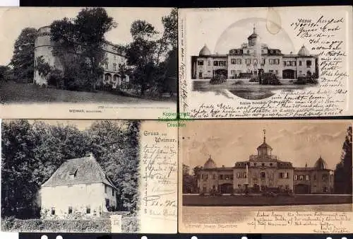 122024 4 AK Weimar Schloss Belvedere 1902 Bibliothek 1906 Goethehaus 1899