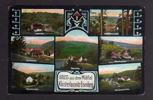 122020 Ansichtskarte Klosterlausnitz Eisenberg Mühltal 1913 Walkmühle Froschmühle Naupoldsm