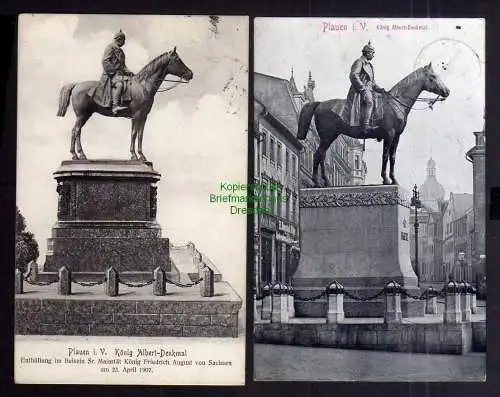 122275 2 AK Plauen Vogtland König Albert Denkmal 1907