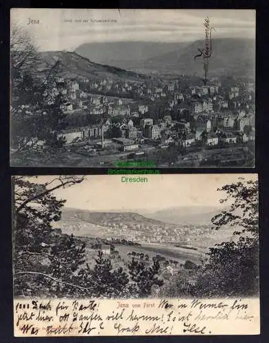 122022 2 AK Jena Blick von der Schweizerhöhe 1907 vom Forst 1903 Panorama