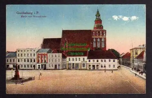 122210 AK Greiffenberg i. Pom. Markt Marienkirche um 1915