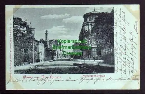 121723 Ansichtskarte Neu Ruppin Neuruppin 1899 Präsidentenstrasse