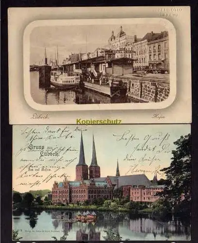 120402 2 AK Lübeck Hafen 1913 Dom Museum 1900