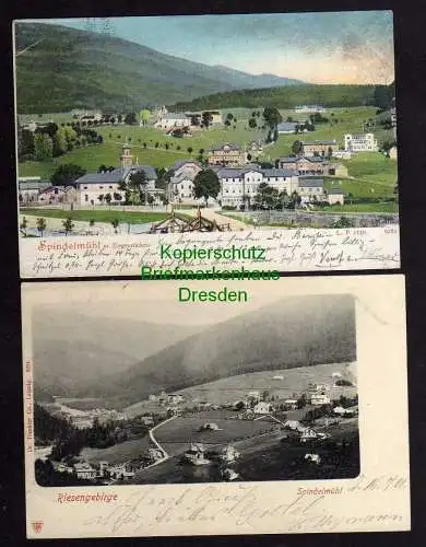 120530 2 Ansichtskarte Riesengebirge Spindelmühl 1901 Buchberger Rennerbaude