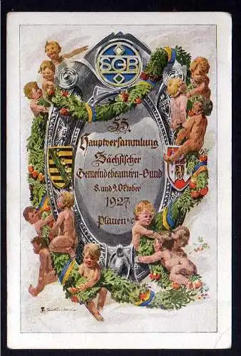 120646 AK Plauen i. V. 1927 55. Hauptversammlung Sächsicher Gemendebeamten Bund