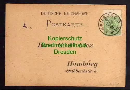 120670 Postkarte Hamburg 1886 Naturwissenschaftlicher Verein EInladung Botanisch