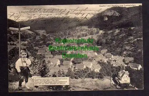 120780 AK Lautenbach im Murgtal 1919 Gasthof und Pension zum Lautenfelsen