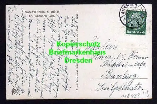 118439 AK Sanatorium Strüth bei Ansbach Mfr. 1936