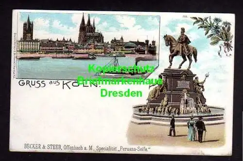 116233 AK Köln Litho um 1900 Reklame Becker & Steeb Offenbach a. M. Specialität