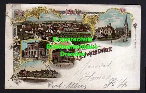 116602 AK Schwarzenbek 1905 Sparkasse Schule Kirche Litho