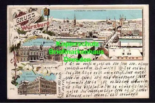 116890 AK Würzburg Winterlitho 1901 Neues Collegienhaus Panorama vom Schlossberg