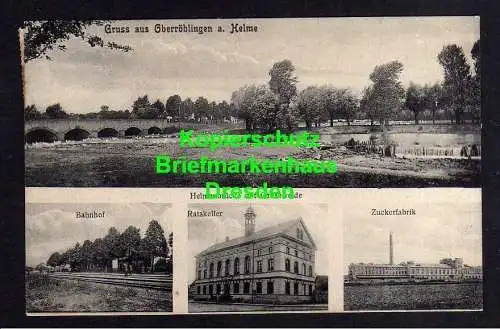 116822 AK Oberröblingen a. Helme Bahnhof Gaststätte Ratskeller Zuckerfabrik 1911