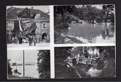 109290 Ansichtskarte Glatz 1938 Hochwasser Katastrophe Roßmarkt eingestürztes Haus umgestür