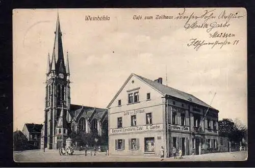 109184 AK Weinböhla Cafe zum Zollhaus um 1910 Bäckerei Conditorei Kirche