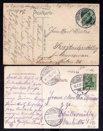 108466 2 AK Brechelshof 1906 Schloß Bremberg Gasthof zur Erholung 1910