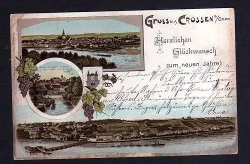 109547 AK Crossen an der Oder 1903 Litho Bergseite Panorama Stadt Silberberg Glü