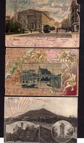109329 3 Ansichtskarte Görlitz Demianiplatz Straßenbahn 1903 Passepartout Postplatz Frauenk