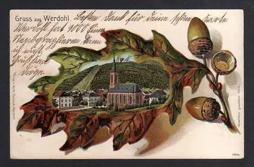 109310 AK Werdohl um 1900 Eichenblatt Litho Kirche