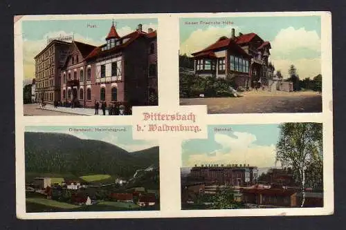 108590 Ansichtskarte Dittersbach bei Waldenburg um 1915 Bahnhof Heinrichsgrund Post Kaiser