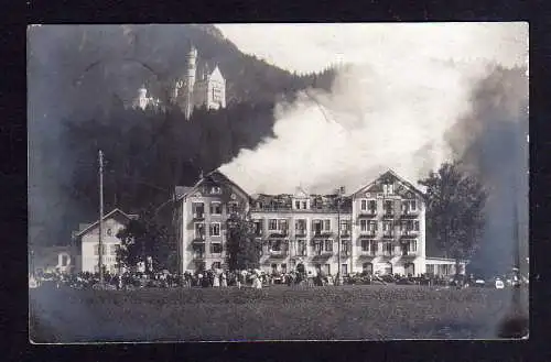 108540 AK Hohenschwangau 1906 Fotokarte Katastrophe Feuer Brand Hotel Schwatsee