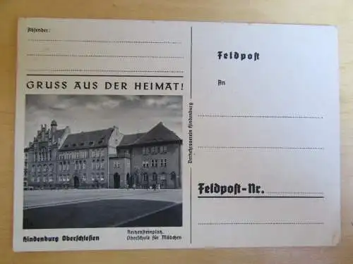 108455 AK Zabrze Hindenburg O.S. Reitzensteinplatz Oberschule für Mädchen Verlag