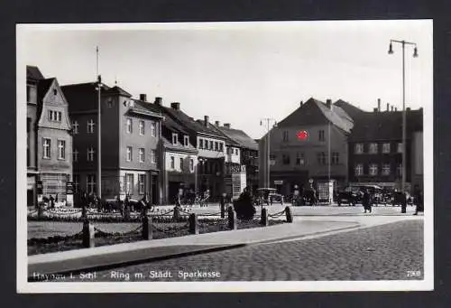 108450 AK Haynau Schlesien u 1935 Fotokarte Ring Sparkasse Gaststätte Bankverein