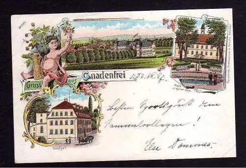 108493 AK Gnadenfrei Litho 1897 Gasthof Platz und kleiner Saal