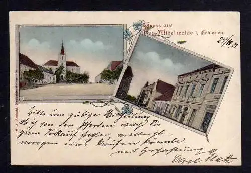 108610 Ansichtskarte Neu Mittelwalde in Schlesien Marktplatz 1903