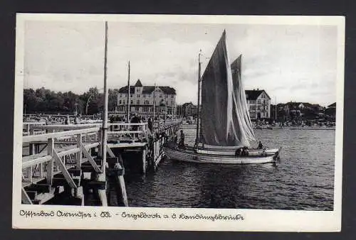 107287 Ansichtskarte Ostseebad Arendsee Segelboote an der Landungsbrücke 1937