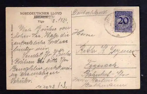 107049 AK Vigo Deutsche Seepost 1924 Bremen Norddeutscher Lloyd
