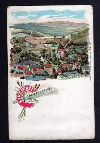 107315 Ansichtskarte Litho Einsiedel bei Chemnitz Talsperre um 1900