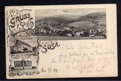 108124 AK Sosa 1899 Gasthof zum Freihof Schule Panorama