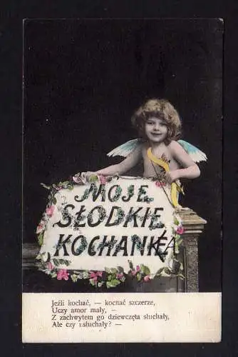 106804 Ansichtskarte Moje Slodkie Kochanie Mein süßes Baby 1907 Bez. Posen Opalenitza