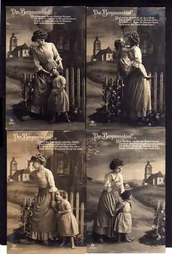 106787 6 AK Das Bergmannskind Serie um 1915 Kind barfuss Frau Holzschuhe