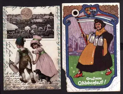 100486 2 AK München Oktoberfest 1904 1921 Künstlerkarte C. Dreisser