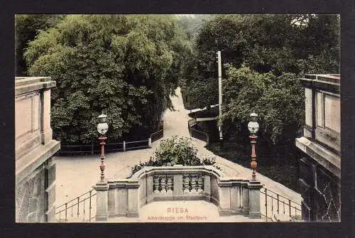 100245 AK Riesa 1907 Alberttreppe im Stadtpark Bahnpost