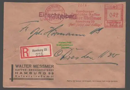 B9417 R-Brief Gebr. Hörmann A.-G. Hamburg 22 1942 Walter Messmer Kaffee Groß