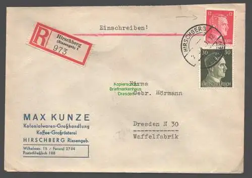 B9435 R-Brief Gebr. Hörmann A.-G. Hirschberg (Riesengeb) 2 1943 Max Kunze Kolo