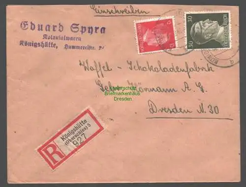 B9487 R-Brief Gebr. Hörmann A.-G. Königshütte (Oberschles) 5 1943 Eduard Spyra