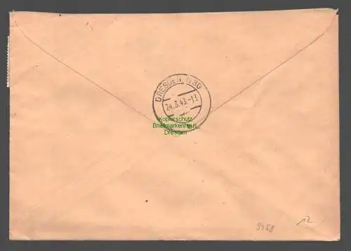 B9458 R-Brief Gebr. Hörmann A.-G. Kattowitz (Oberschles) 1 c 1943 Moczygemba