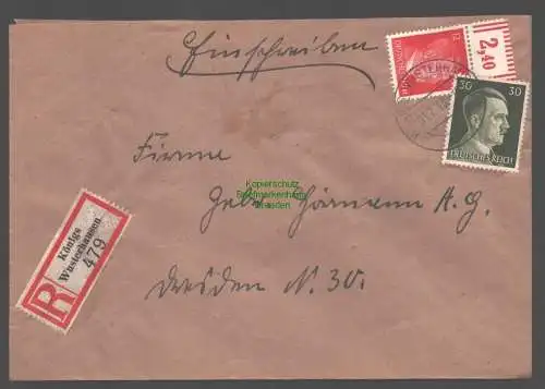 B9473 R-Brief Gebr. Hörmann A.-G. Königs Wusterhausen  1943 Artur Bensch Kaffee