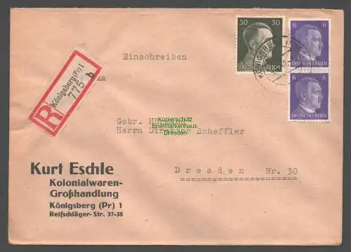 B9476 R-Brief Gebr. Hörmann A.-G. Königsberg (Pr) 1 b Kurt Eschle Großhandlung