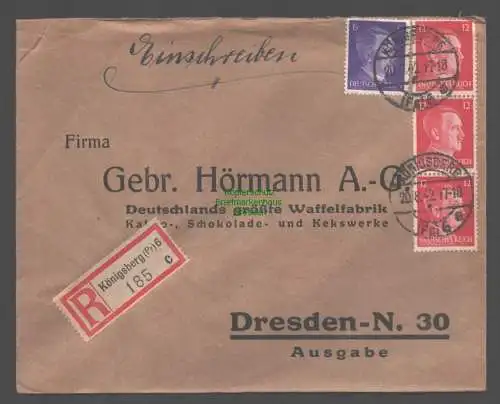 B9482 R-Brief Gebr. Hörmann A.-G. Königsberg (Pr) 6 c 1942 J. Schypulla