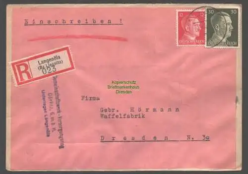 B9500 R-Brief Gebr. Hörmann A.-G. Langenöls (Bz Liegnitz) 1942 Gemeinschaftswerk