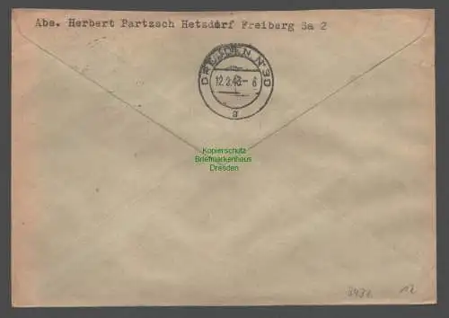 B9432 R-Brief Gebr. Hörmann A.-G. Hetzdorf über Freiberg (Sachs) 1943 Partzsch
