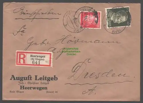 B9426 R-Brief Gebr. Hörmann A.-G. Heerwegen (Kr Glogau) 1942 August Leitgeb
