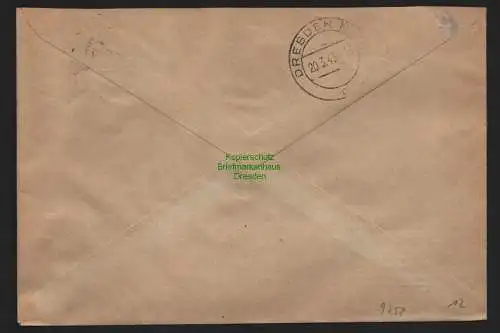 B9258 R-Brief Gebr. Hörmann A.-G. Dresden 19 1943 Alfred Schilling Konditorei F