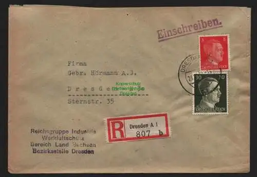 B9267 R-Brief Gebr. Hörmann A.-G. Dresden A 1 b 807 1942  Reichsgruppe Industrie