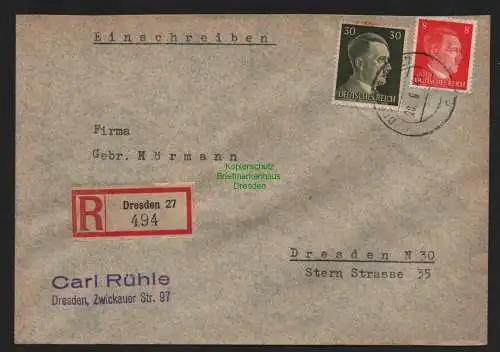 B9261 R-Brief Gebr. Hörmann A.-G. Dresden 27 1943 Carl Rühle