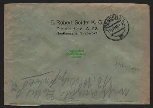 B9257 R-Brief Gebr. Hörmann A.-G. Dresden 18 1942 E. Robert Seidel K.-G.